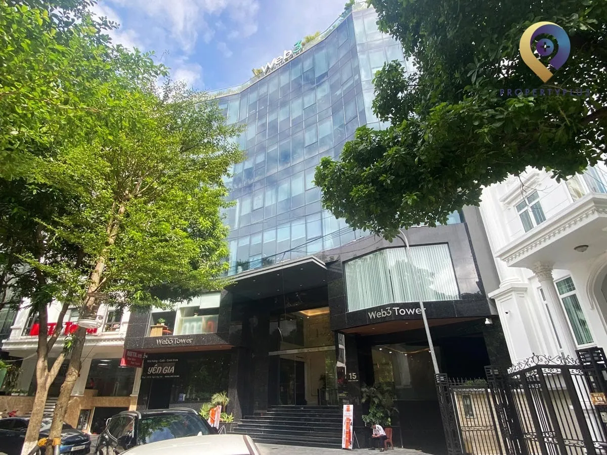 Toàn cảnh mặt ngoài tòa nhà Web3 Tower nhìn từ phía trước
